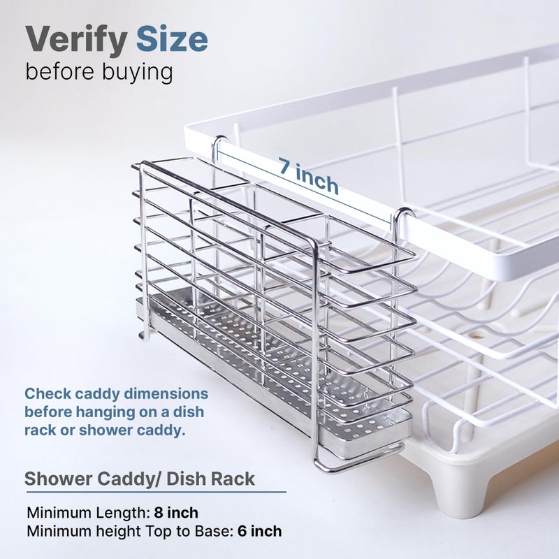 KESOL 304 Stainless Steel Utensil Drying Rack with Hooks & 3 Divided Compartments, Silverware Drying Basket, Spoon and Fork Organizer, Rustproof Kitchen Drainage Basket Accessories, Silver, 2x8.7x5 - Image 5